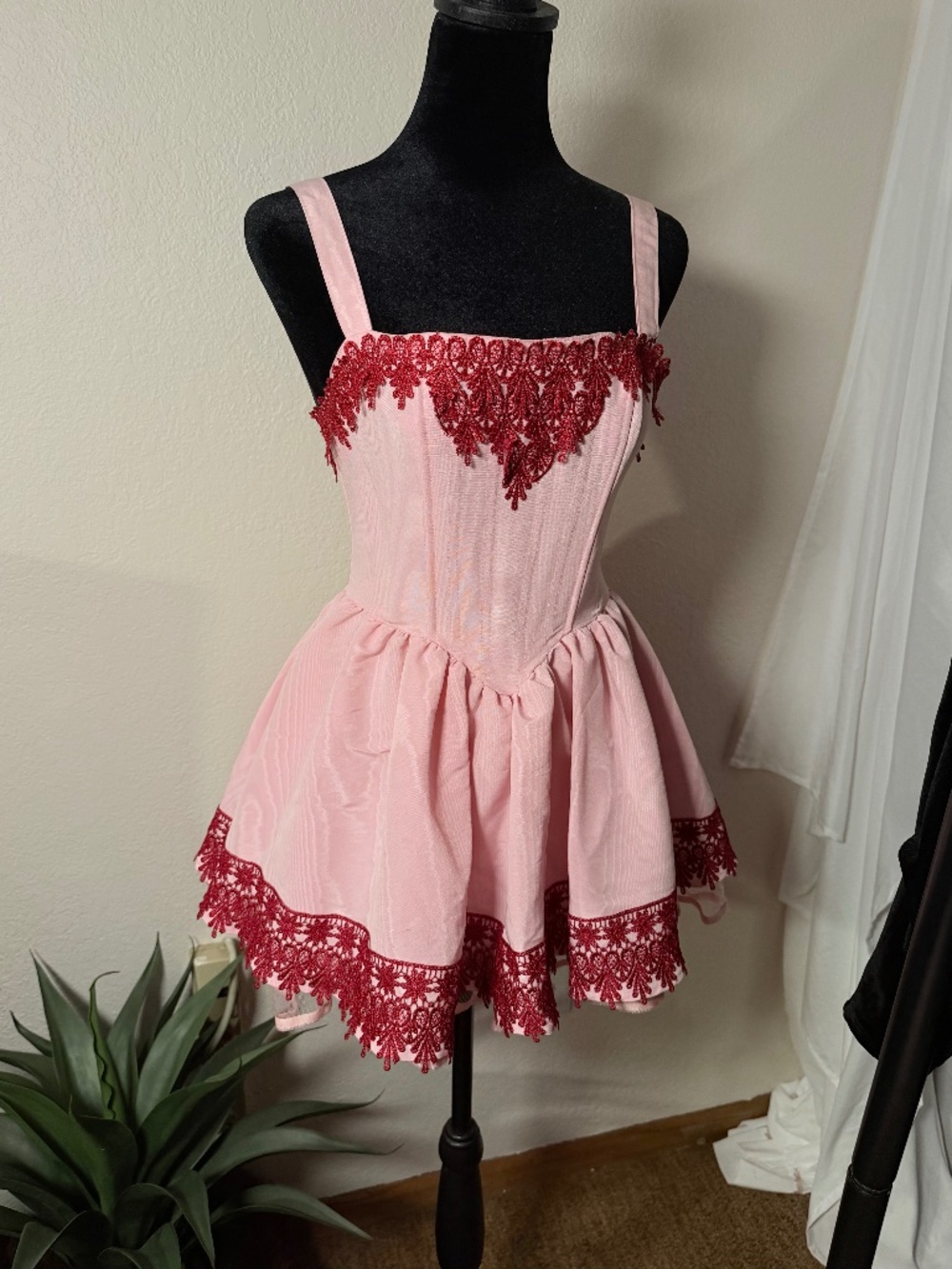 Sugar Thrillz light pink corset lacy mini dress